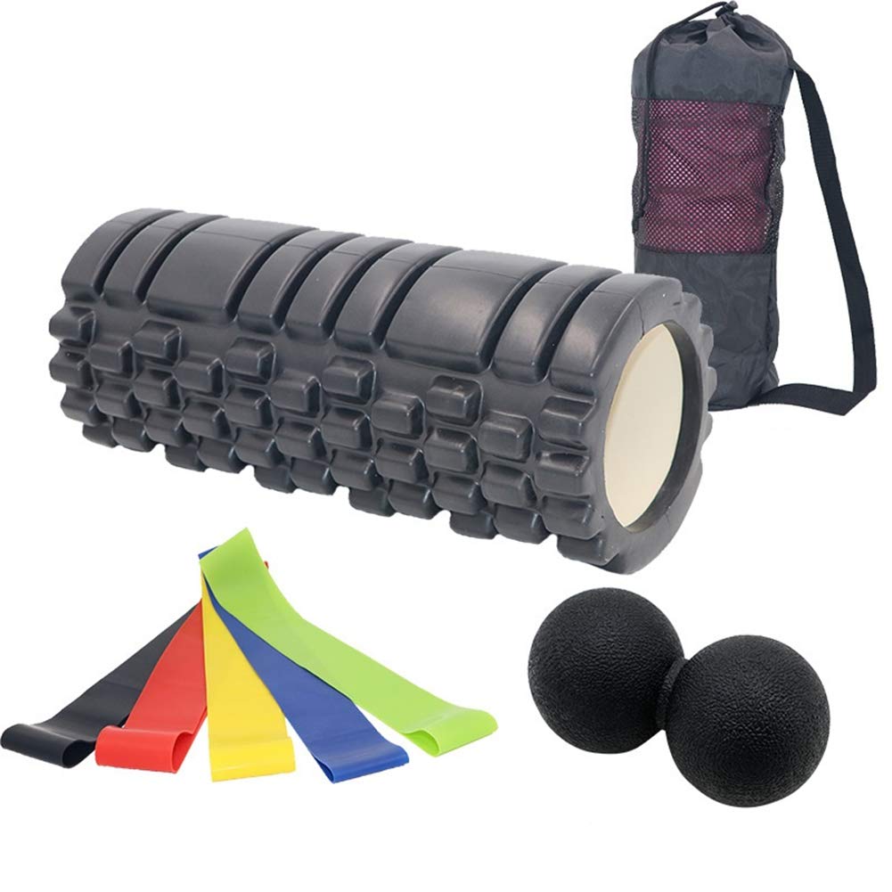 Faszienroller Rolle Für Rücken Große Schaumstoffrolle Trigger Point Foam Roller Schaumstoffrolle für tiefe Gewebemuskelmassage black,set1