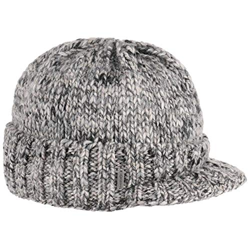 McBURN Grinta Visorbeanie mit Fleece Strickmütze Visor Beanie Mütze Wintermütze Damen/Herren - Made in Italy Schirm, Futter, Futter Herbst-Winter - One Size hellgrau