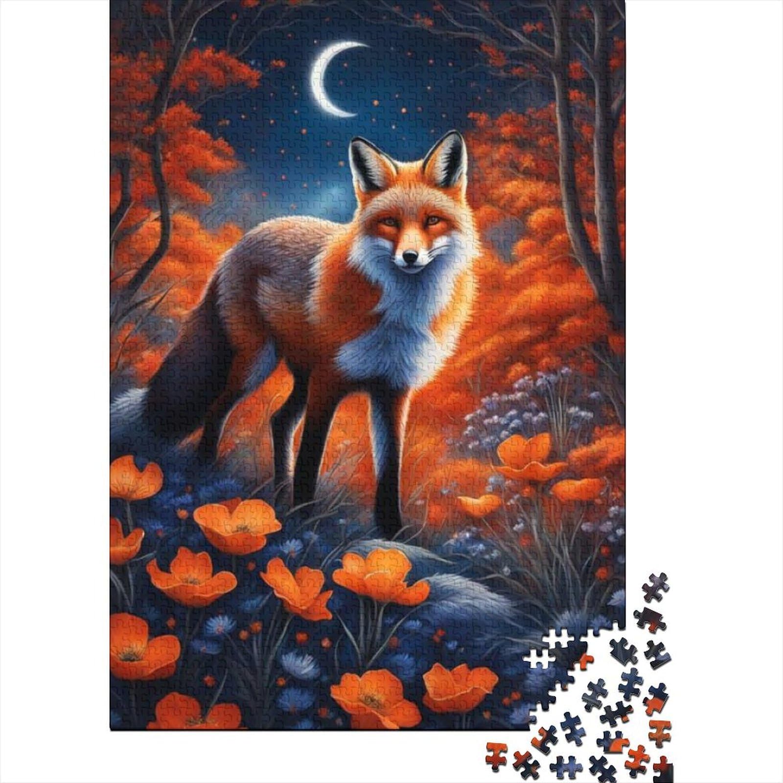 Puzzle für Erwachsene, 500 Puzzles, Tier-Fuchs-Puzzle, Teenager-Puzzle für Erwachsene und Teenager ab 12 Jahren, Holzbrett-Puzzle, Denksport-Puzzle für Erwachsene, Größe: 52 x 38 cm