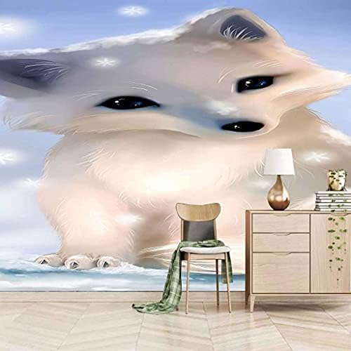 Cartoon Weißes Tier Fuchs 3D Tapeten Wanddekoration Fototapete Sofas Wohnzimmer Wandbild Schlafzimmer-200cm×140cm