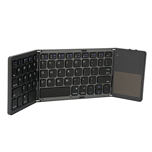 Faltbare Bluetooth-Tastatur mit Touchpad, Dreifach Gefaltete Mini-Tastatur, Ultradünne Kabellose Tastatur, für Telefon, Tablet, Laptop