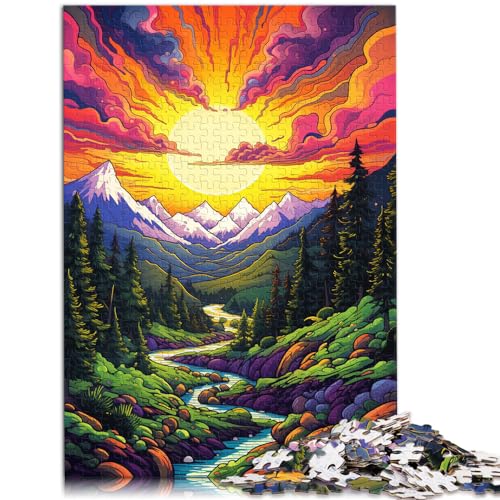 Puzzles für farbenfrohe Malerei, Sonnenuntergangslandschaft, 1000 Teile, für Erwachsene, Geschenke, Holzpuzzle, dekomprimierendes geistiges Lernspielzeug, 1000 Teile (50 x 75 cm)