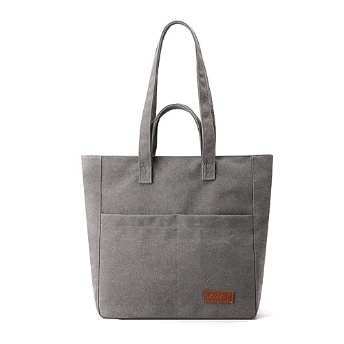 ohodhmnu Damen Tote Bag, 2023 Handtasche Canvas Vielseitige Tasche Japanische Sytle Schulter Geldbörse Frauen Mädchen Reisetasche Große Kapazität Tasche, grau, with ribbon