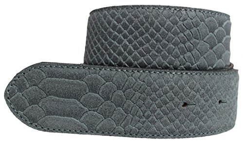 BELTINGER Gürtel mit Pythonprägung ohne Schnalle 4 cm | Leder-Gürtel für Damen Herren 40mm Schlangen-Optik | Schlangen-Muster | Dunkelgrau 85cm