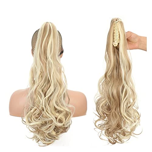 Pferdeschwanz Haarteil 55,9 cm gewelltes Pferdeschwanz-Haar mit Klaue, Clip-in-Haarverlängerung, hitzebeständige Faser, Pferdeschwanz-Haarteil for Frauen und Mädchen, Verlängerung, synthetisches, lang