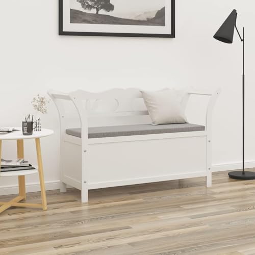 Sitzbank Weiß 107x45x75,5 cm Massivholz Tanne, Flur Möbel, Sitzbank Esszimmer, Bettbank, Flur Deko, Sitzhocker, Truhenbank, Schlafzimmer Möbel, Truhenbank 351773