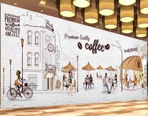 Weiße Backsteinmauer Casual Coffee 3D Tapete Poster Restaurant Schlafzimmer Wohnzimmer Sofa TV Dekorative Wand-350cm×256cm