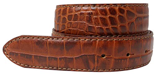 BELTINGER Gürtel mit Krokoprägung ohne Schnalle 3,5 cm | Leder-Gürtel für Damen Herren 35mm Kroko-Optik | Kroko-Muster | Tabac 110cm