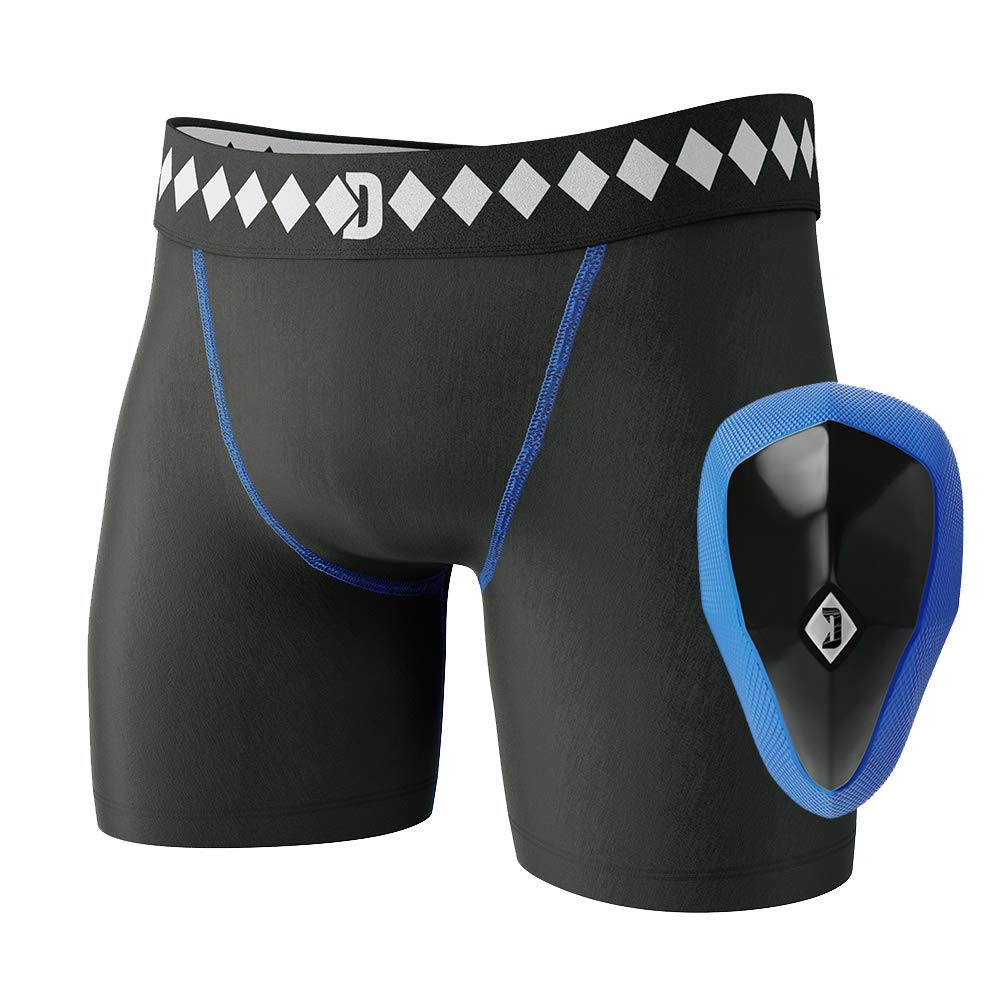 Diamond MMA Athletic Cup Tiefschutz & Kompressions-Shorts-System mit integriertem Jock-Gurt, Größe XXL, Schwarz