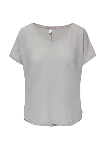 QS Damen 2147432 T-Shirt aus Leinenmix, grau 9203, M