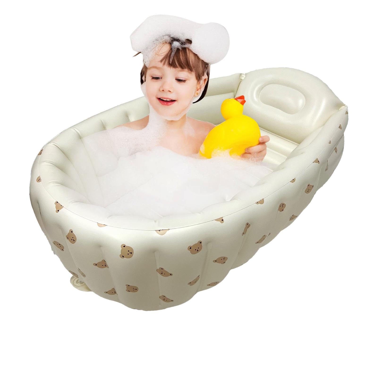 Aufblasbare Badewanne für Kleinkinder – rutschfestes Kinderbad, Mini-Luftschwimmbecken | Auslaufsicherer Kleinkinderpool mit Rückenstütze, faltbare Swiftly-Reiseduschwanne für Babys, 32 x 21 x 8 cm