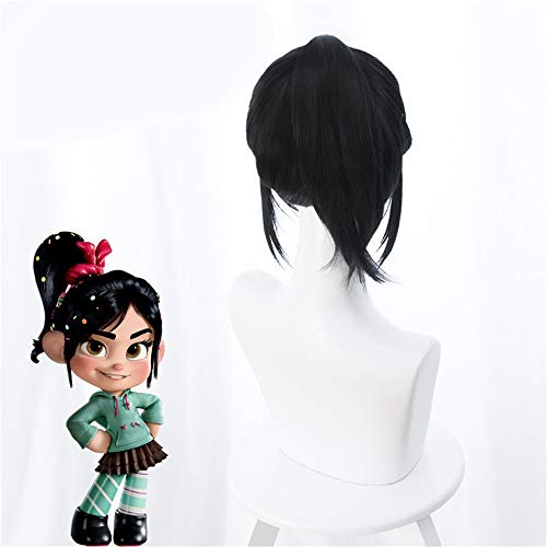 LINLINCD anime cosplay perücke Black Ralph bricht das Internet Wrack-It Ralph 2 Vanellope Cosplay Perücke Halloween Cosplay Prop Headwear purim Karneval Requisiten