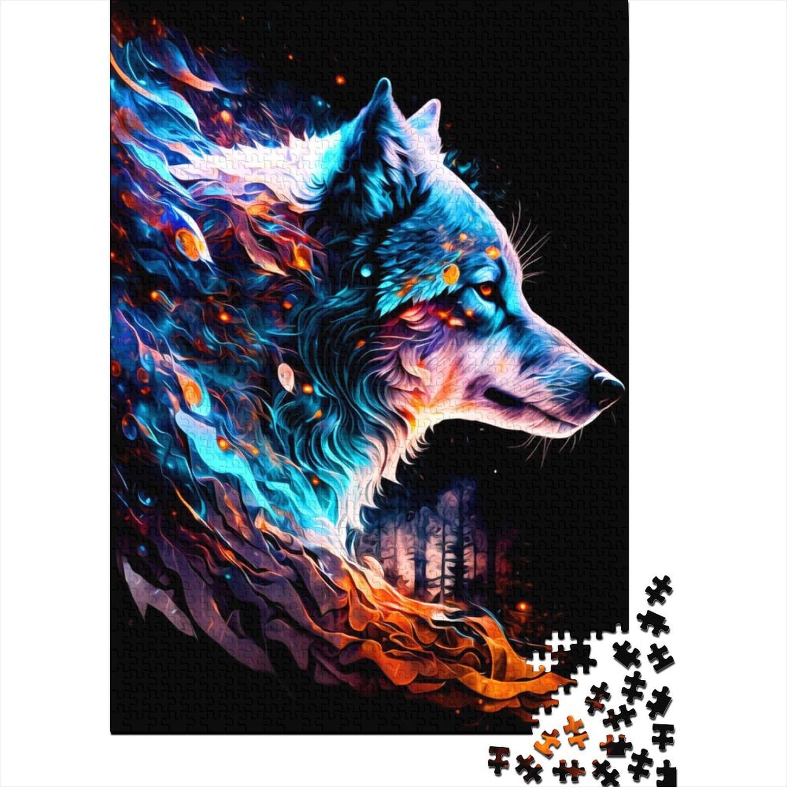 Wolf-Holzpuzzle für Erwachsene, 1000-teiliges Puzzle für Erwachsene und Teenager, für anspruchsvolles Puzzlespiel und Familienspiel, 75 x 50 cm