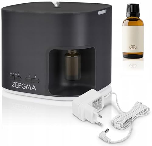 ZEEGMA AROMI Ultraschall-Diffusor für ätherische Öle, Luftbefeuchter, Aromatherapie-Funktion, Leistung 12 W, 2 Modi der Intensität des Duftes, Kapazität 500 ml Timer, Nachttischlampe LED (Schwarz)