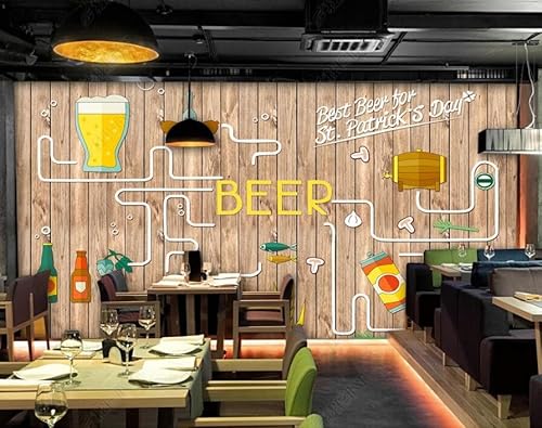 tyujlkjddlf Tapete Wandbild 3D Benutzerdefinierte Bierrestaurant-Bar-Hintergrundwand-350Cmx245Cm