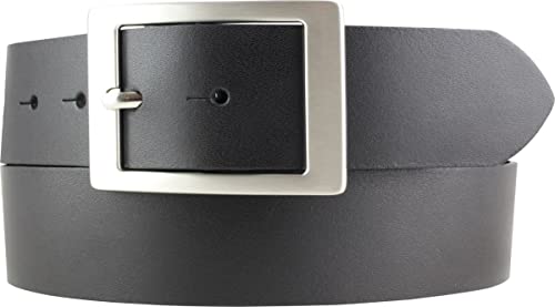 BELTINGER Herren-Gürtel aus 100% echtem Leder mit Doppel-Schnalle 4 cm | Jeans-Gürtel für Herren 40mm | Spaltleder-Gürtel in 4cm | Schwarz 105cm