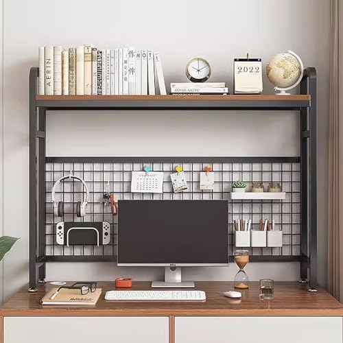 2/3-stufiges Computer-Desktop-Bücherregal, Regal-Organizer über dem Schreibtisch für Wohnheimzimmer, Mehrzweck-Bücherregal für Schreibtisch für Wohnheim, Büro, Zuhause, Schwarz, 2-stufig 75