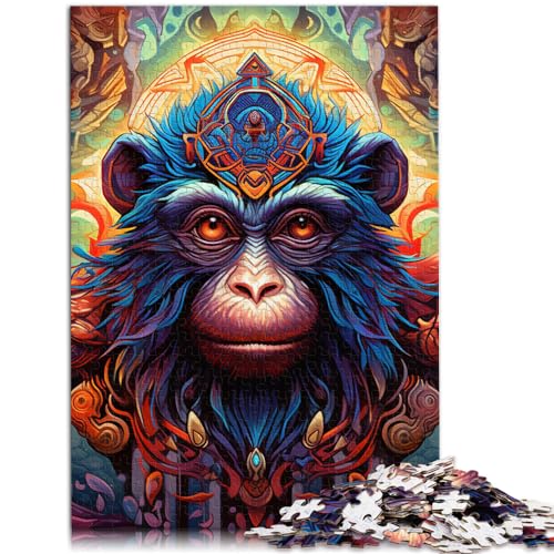 Puzzles für Psychedelic Monkey. 1000-teiliges Holzpuzzle. Jedes Teil ist einzigartig – anspruchsvolles, unterhaltsames Familienspiel. 1000 Teile (50 x 75 cm)