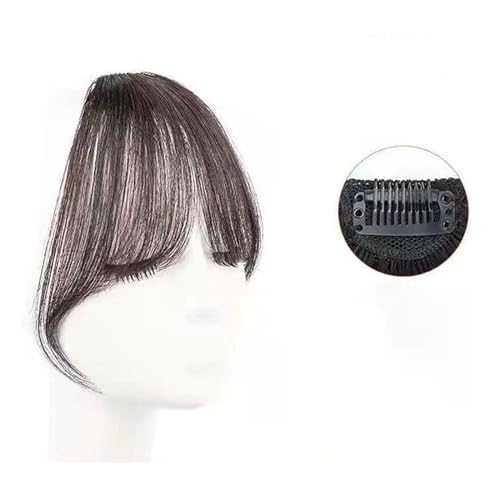 Pony-Clip, Air Bangs Perücke for Frauen mit natürlicher vorderer Stirn, unsichtbarer Haarklappe, rundes Gesicht, französischer Pony, gefälschter Pony,Air Bangs für Frauen(Natural black)