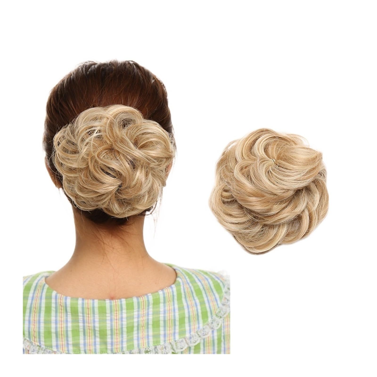 Haarteile Haarknoten Synthetischer, unordentlicher Haarknoten, Haarknoten, künstliches Haar, Chignon, elastisches Haarband, Haarteile for Frauen, Hochsteckfrisur, Donut-Chignon Brötchen Haare(22H613)