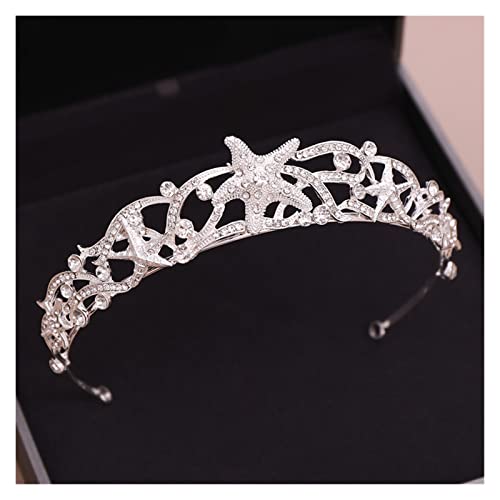 AIHEDOUJ Trendy Kristall Strass Krone Hochzeit Haarschmuck Braut Tiara Silber Farbe Kopfstück Prinzessin Krone Braut Haarschmuck Stirnbänder