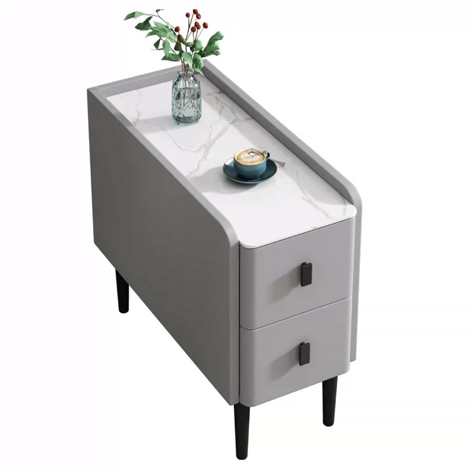 FUHAI-666 Wohnzimmer Sofa Schmal Sideboard Beistelltisch Aufbewahrungsschrank mit 2 Schubladen Beistelltisch Schmal Schrank Sofa Fugenschrank(LIGHT GRAY,30x80x60cm)