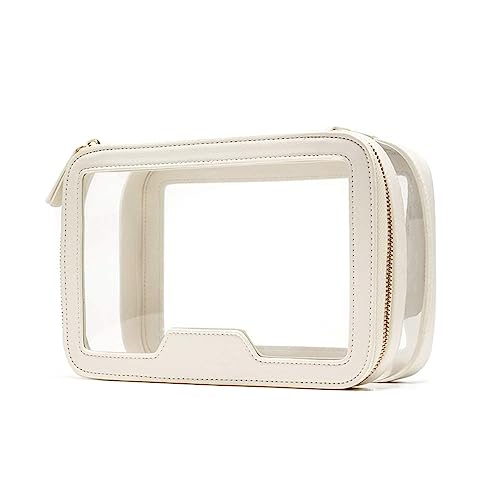 HJBFVXV Kosmetiktaschen Clear Plastic Makeup Cosmetic Skincare Product Makeup Bag with Zipper(Color:White)