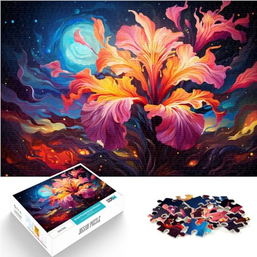 Puzzle Stellen Sie sich farbenfrohe, psychedelische Blumen vor. 1000 Teile. Puzzle aus Holz. Familienaktivität. Puzzle. Lernspiele. 1000 Teile (50 x 75 cm)