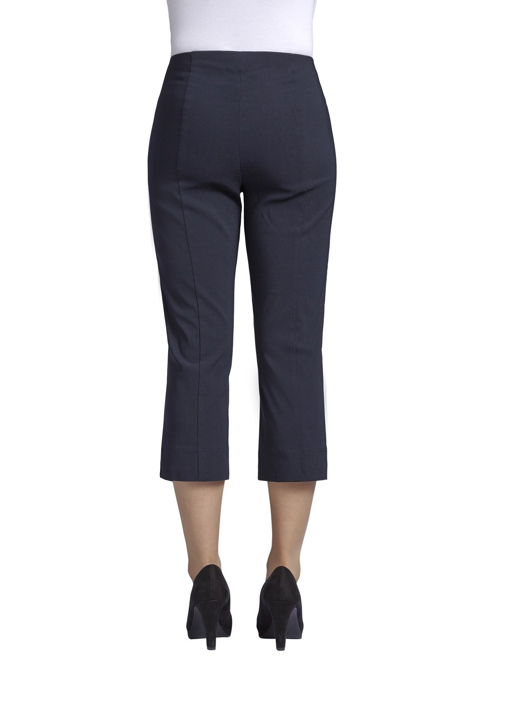 Robell Style MARIE07 – Bequeme, Bengaline Stretch Capri-Hose, Gerade geschnittenes Bein mit Schlitz Farbe Marine Größe 50