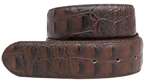 BELTINGER Wechselgürtel mit Druckknöpfen Krokoprägung 4 cm | Druckknopf-Gürtel für Damen 40mm Kroko-Optik | Kroko-Muster ohne Schnalle | Braun 85cm