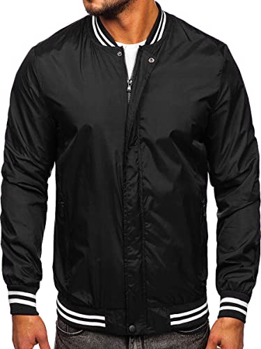 BOLF Herren Übergangsjacke Bomberjacke Fliegerjacke Pilotenjacke Baseballjacke Collegejacke Wind-Jacke Frühlingsjacke Freizeitjacke Outdoor Alltagsjacke Blouson 8M98 Schwarz M [4D4]