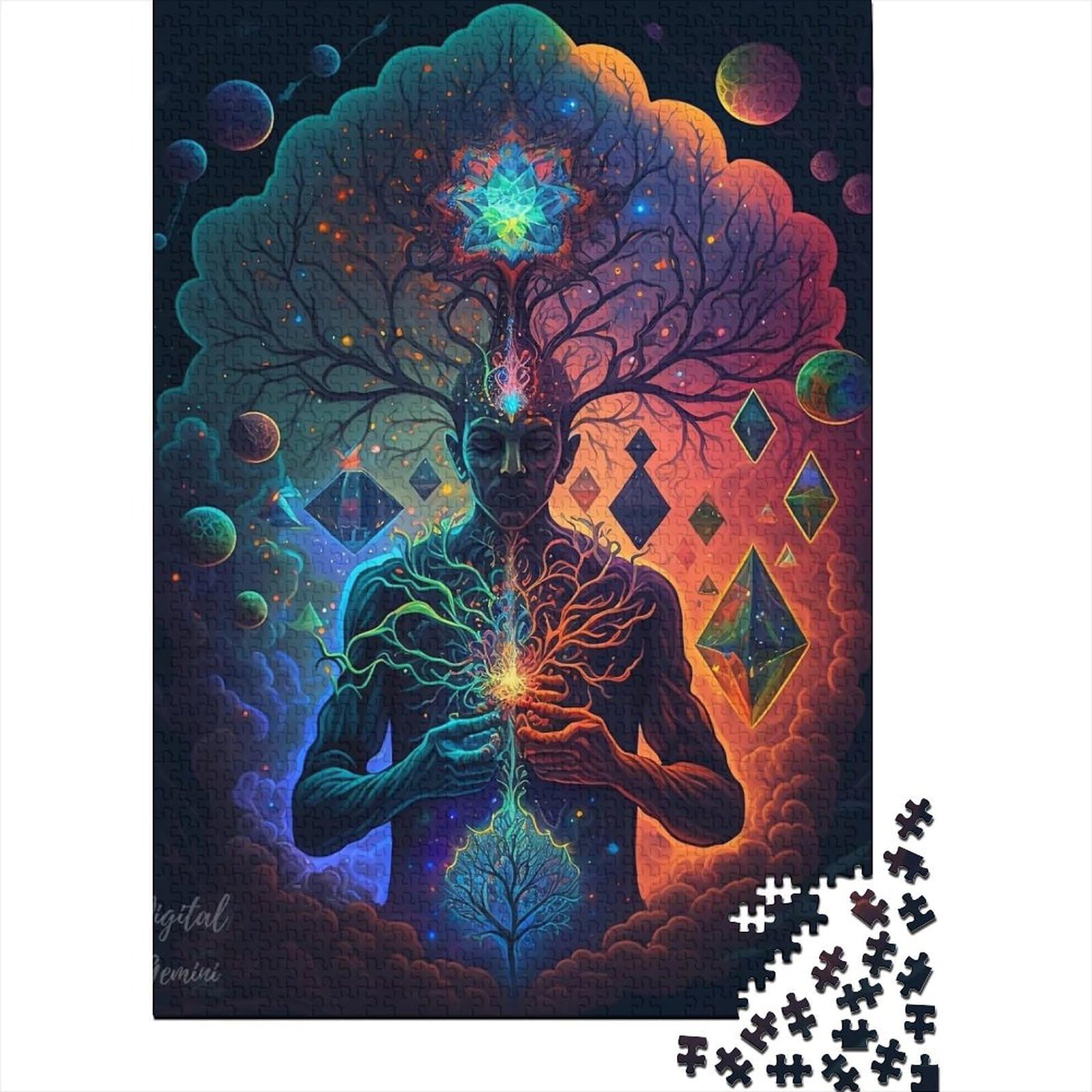 Smart Brain Holzpuzzle für Erwachsene, Kunstpuzzle für Erwachsene, 1000 Teile, Entspannungspuzzlespiele, Denksportpuzzle (Größe 75x50cm)