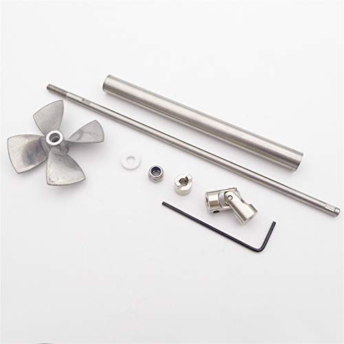 Jodriva Boot 4mm Antriebswelle Wellenhülse 4-Blatt Metall Propeller Gelenk Kupplung Kit RC Boot Marine Angeln Köder Schlepper ROV Bootspropeller(L30cm Coupler 4.0mm)