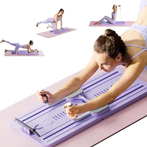 KJZQXYX Faltbares Pilates-Board-Reformer-Set von Lhanel – tragbares Mehrzweck-Pilates-Gleitbrett für Heimtraining (Purple)