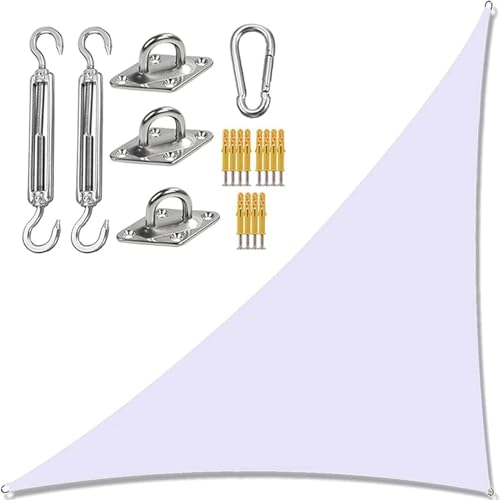 Dreieckiges Sonnensegel,Gartensegeldach mit Befestigungssatz,wasserdicht,UV-Block,rechtwinklige Gartensonnensegel,Sonnenschutzmarkisen,für Garten,Picknick oder Camping,weiß,3 m x 4 m x 5 m