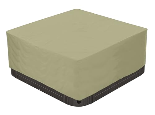 BaCover Outdoor Whirlpool-Abdeckung, 210D Oxford Garten Wasserdicht Staubdicht UV-geschützt Poolabdeckung Quadrat Spa Abdeckung,Beige,220x220x85cm