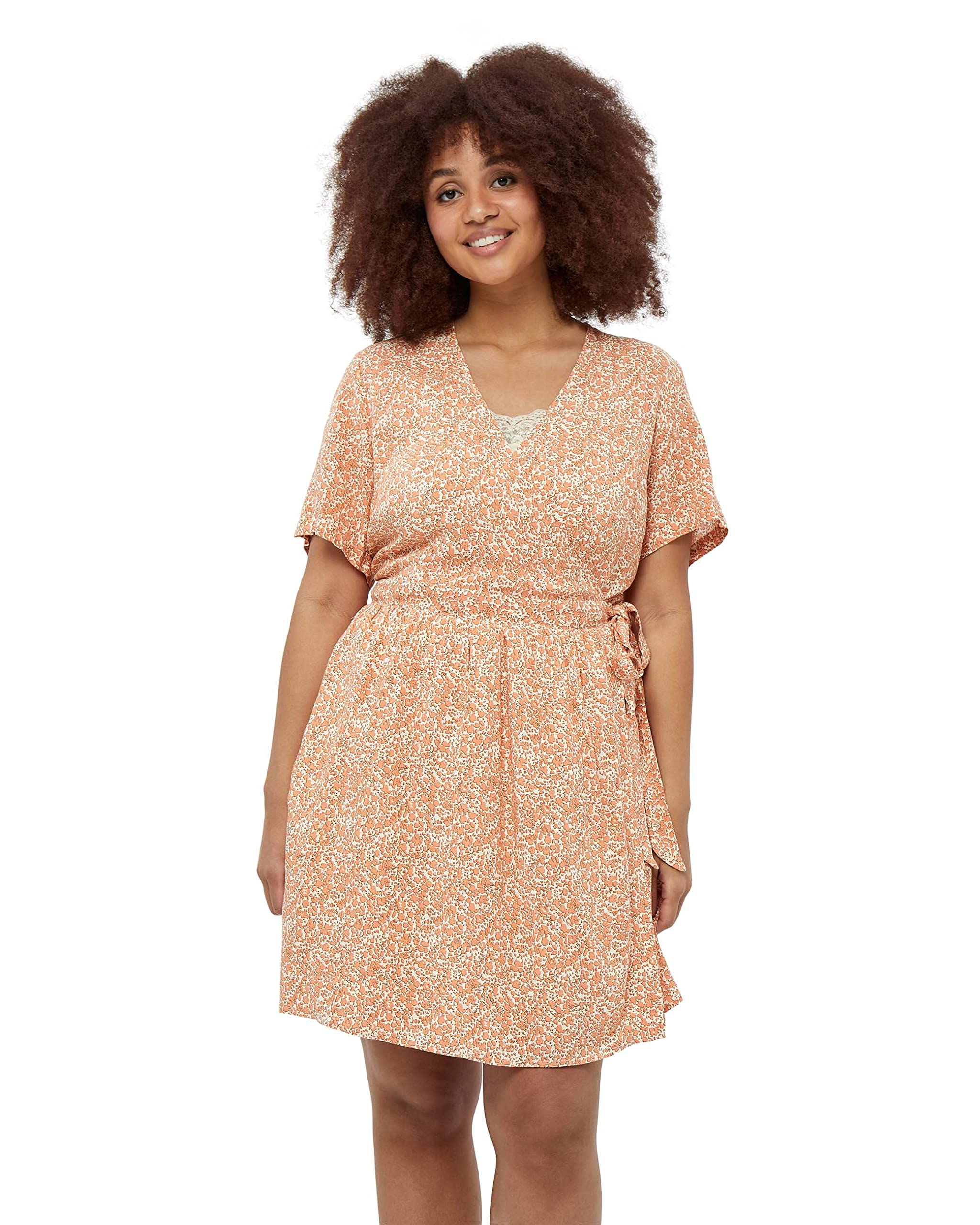 Peppercorn Damen Daria Dress Curve Kleid, 0510p Melon Peach Print, 52 EU