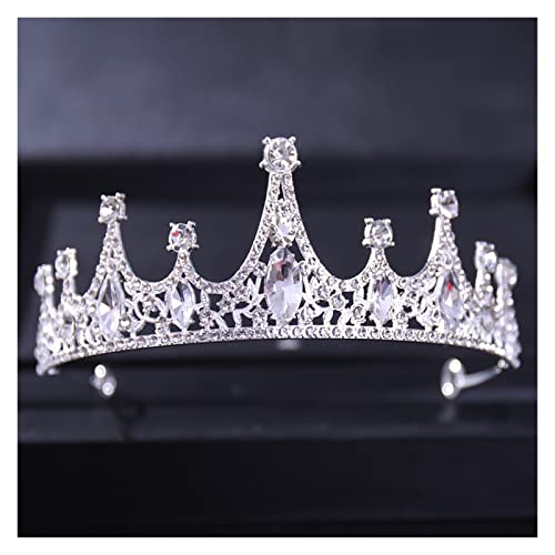 AIHEDOUJ Vintage Schwarze Kristallkronen und Tiaras Strass Königin Prom Diadem Krone für Frauen Braut Hochzeit Haarschmuck Geschenk (Größe: Gold) Stirnbänder (Größe: Silber)