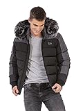 Cipo & Baxx Herren Winterjacke Kapuzenjacke Outdoor Jacke CM182 Schwarz XXL