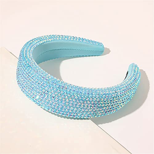 Haare, Kopfband, Glänzender Vollkristall-Kopfreif mit breiter Krempe, Damen-Strass-Stirnband, Schwammspitze, Diamant-Haarschmuck(Blue)