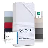 Blumtal® Basics Spannbettlaken Topper 200x200cm Jersey im 2er Set - Bettlaken 200x200cm aus 100% Baumwolle - Oeko-TEX zertifiziertes Spannbetttuch 200x200 - Topper Spannbettlaken 200x200 - Weiß