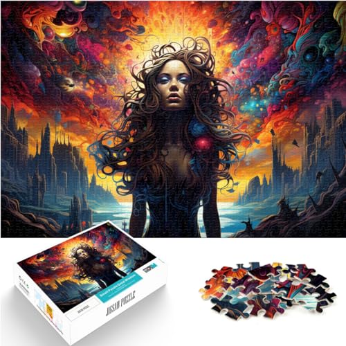 Puzzle, Lernspiele, Farbige Fantasiefrauen-Kunstpuzzles für Erwachsene, 1000 Teile, Holzpuzzle, Dekomprimieren, intellektuelles Lernspielzeug, 1000 Teile (50 x 75 cm)