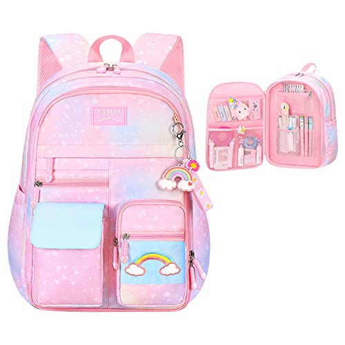 Lambo Regenbogen Rucksack, Rucksack Für Mädchen Regenbogen Büchertasche Grundschule Tasche Mädchen Rucksäcke Wasserdichter Schulrucksack Kleines Kind Buchtasche Für Teenager