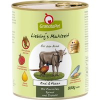 Sparpaket GranataPet Liebling's Mahlzeit 24 x 800 g - Rind & Fasan mit Karotten, Spinat und Distelöl