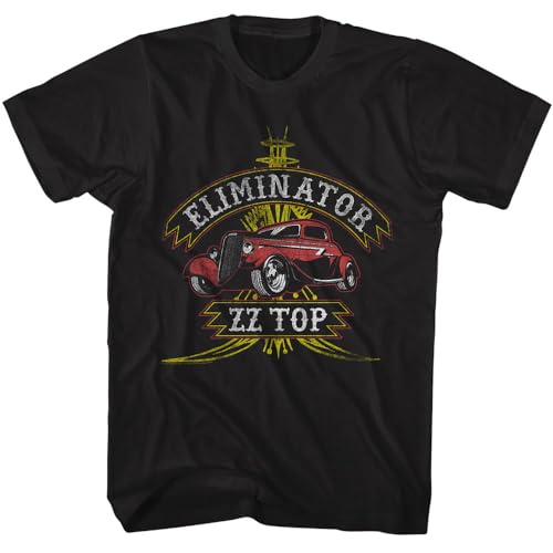 ZZ Top Eliminator Herren-T-Shirt, kurzärmelig, klassischer Rock-Vintage-Stil, Grafik-T-Shirt, Schwarz, Schwarz, XL