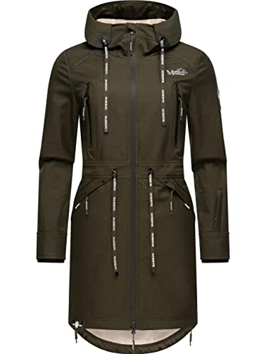 MARIKOO Damen Softshelljacke Parka Übergangsjacke Regenjacke mit Kapuze Racquellee Olive Gr. XXL