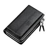 VSULZVNU Lange Geldbörse für Herren, Organizer, Geldbörse, Herren, lässig, Doppelreißverschluss, Herren-Clutch (Farbe: A, Größe: 21,2 x 5,5 cm), A, 21.2*5.5cm