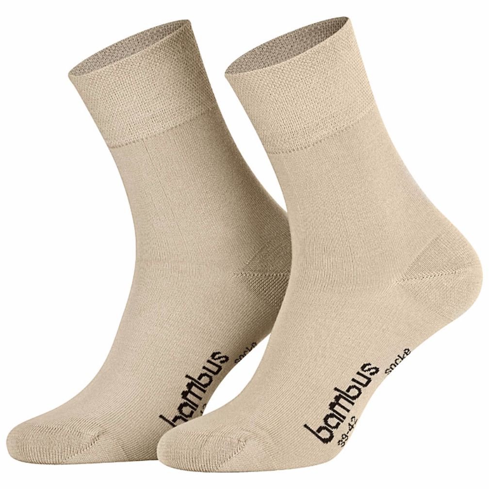 Wowerat 12 Paar Bambussocken 35-38 beige Damensocken