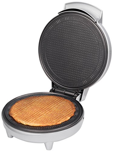 Trebs 99263 Hörnchenautomat für hauchdünne und knusprige Eishörnchen - Waffeleisen - Waffelautomat - 700 Watt - Anti-Haft beschichtet - Kontrollleuchte - Silber