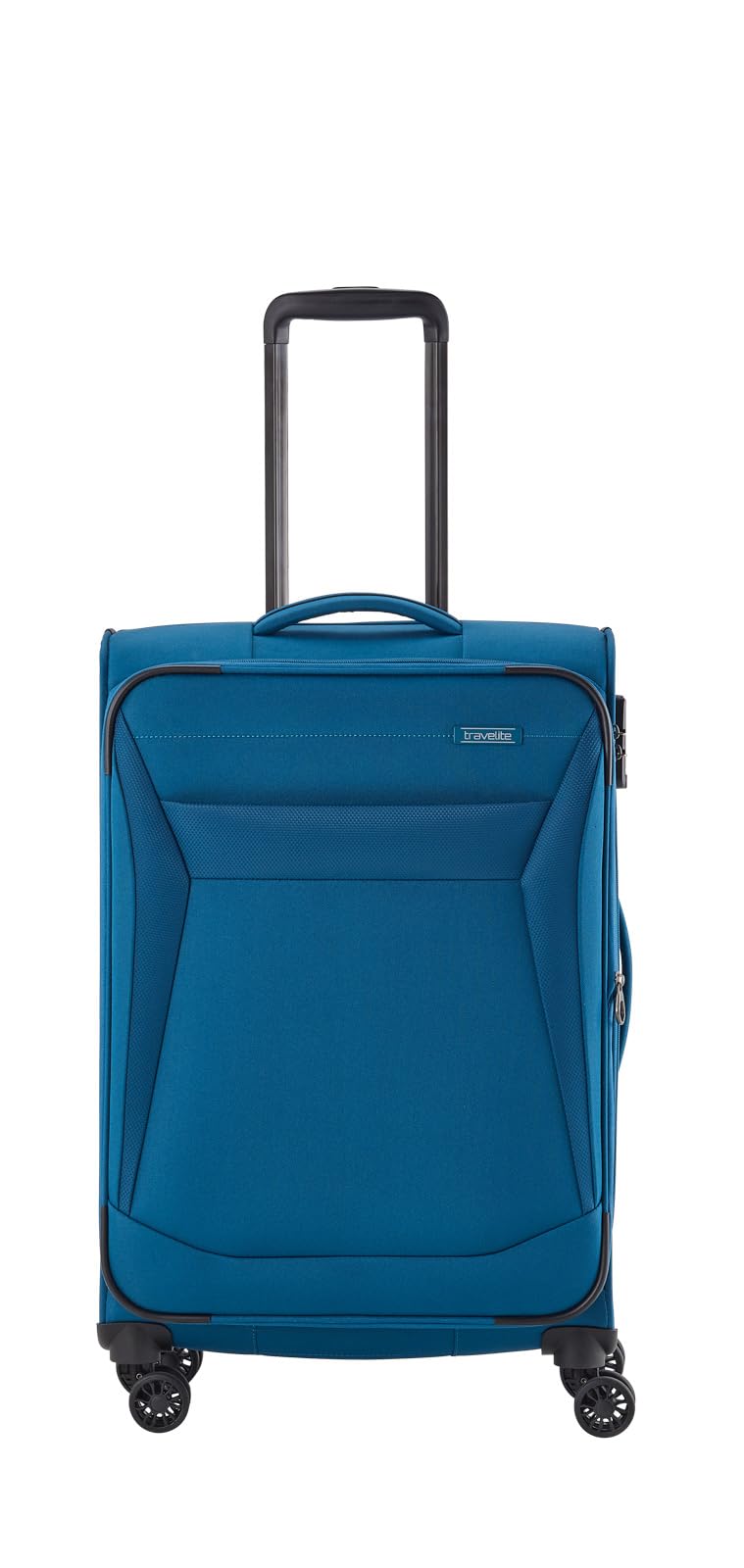 travelite 4-Rad Koffer Größe M Weichschale, Gepäck Serie CHIOS mit Dehnfalte + Kantenschutz, Trolley in zeitloser Optik, 67 cm, 60 - 66 Liter